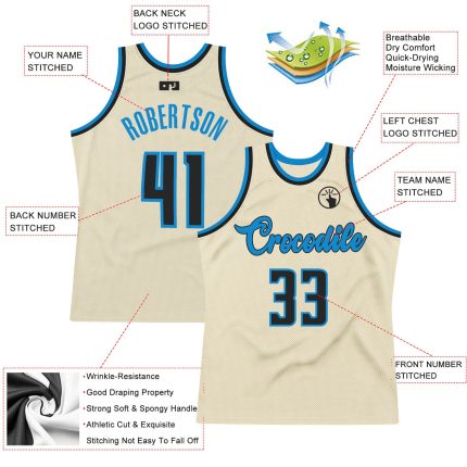 Personalized Black Blue Cream Throwback Basketball Jersey for Men Personalized Cream Black-Blue Throwback Basketball Jersey