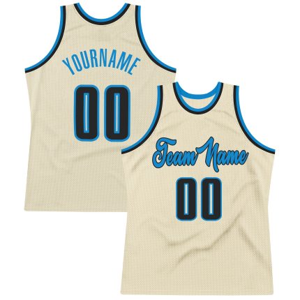 Personalized Black Blue Cream Throwback Basketball Jersey for Men Personalized Cream Black-Blue Throwback Basketball Jersey