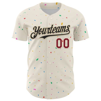 Custom Name and Number 3D Pattern Design Black-Crimson Baseball Jersey - Personalized Cream Authentic Team Jersey Personalized