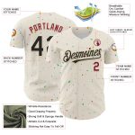 Custom Name and Number 3D Pattern Design Black-Crimson Baseball Jersey - Personalized Cream Authentic Team Jersey Personalized