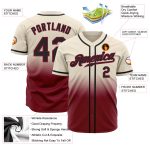 Custom Name and Number Baseball Jersey - Personalized Black-Crimson Fade Fashion Team Jersey Personalized Cream Black-Crimson