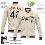 Personalized Black Crimson Cream City Bomber Varsity Jacket Full-Snap Letterman Personalized Cream Black Crimson-City Cream