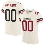 Custom Black-Crimson Mesh Football Jersey - Personalized Sports Apparel Personalized Cream Black-Crimson Mesh Football Jersey