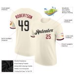 Custom Personalized Team Name Number Performance T-Shirt in Cream Black-Crimson Personalized Cream Black-Crimson Performance