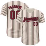 Custom Black Crimson Pinstripe Baseball Jersey with Personalized Name & Number - Authentic Team Style Personalized Cream
