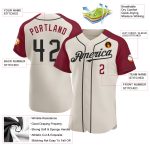 Personalized Black Crimson Baseball Jersey with Cream Raglan Sleeves Personalized Cream Black-Crimson Raglan Sleeves Baseball