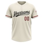 Custom Name Number Personalized Black Crimson Softball Jersey Unisex Two-Button Cream Team Apparel Personalized Cream Black-Crimson