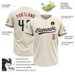 Custom Name Number Personalized Black Crimson Softball Jersey Unisex Two-Button Cream Team Apparel Personalized Cream Black-Crimson