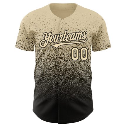 Personalized Fashion Baseball Jersey in Cream and Black Fade - Customizable Sports Apparel Personalized Cream Black Fade