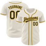 Personalized Black Gold Authentic Baseball Jersey for Men and Women Personalized Cream Black-Gold Authentic Baseball Jersey