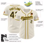 Personalized Black Gold Authentic Baseball Jersey for Men and Women Personalized Cream Black-Gold Authentic Baseball Jersey