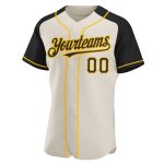 Custom Name Number Baseball Jersey - Personalized Black Gold Cream Authentic Raglan Sleeves Team Gear Personalized Cream