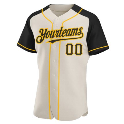 Custom Name Number Baseball Jersey - Personalized Black Gold Cream Authentic Raglan Sleeves Team Gear Personalized Cream