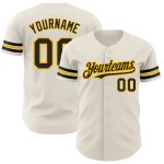 Personalized Black Gold Baseball Jersey for Men - Custom Cream Design, Size 3 Personalized Cream Black-Gold Baseball Jersey