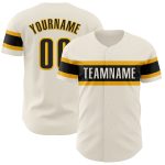 Personalized Black-Gold Cream Baseball Jersey - Custom Name & Number 4 Personalized Cream Black-Gold Baseball Jersey 4