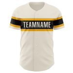 Personalized Black-Gold Cream Baseball Jersey - Custom Name & Number 4 Personalized Cream Black-Gold Baseball Jersey 4