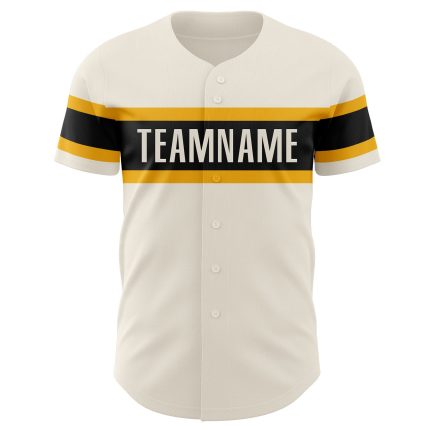 Personalized Black-Gold Cream Baseball Jersey - Custom Name & Number 4 Personalized Cream Black-Gold Baseball Jersey 4