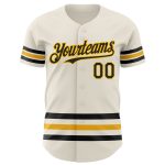 Personalized Cream Black Gold Line Baseball Jersey for Custom Sports Apparel Personalized Cream Black-Gold Line Baseball