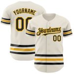 Personalized Cream Black Gold Line Baseball Jersey for Custom Sports Apparel Personalized Cream Black-Gold Line Baseball