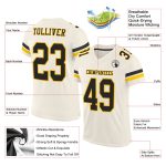 Personalized Black Gold Cream Football Jersey Mesh Custom Design Personalized Cream Black-Gold Mesh Football Jersey