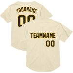 Personalized Black-Gold Cream Mesh Baseball Jersey - Custom Throwback Design Personalized Cream Black-Gold Mesh Throwback