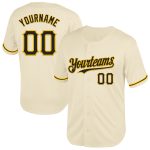 Personalized Black-Gold Cream Mesh Throwback Baseball Jersey for Men and Women Personalized Cream Black-Gold Mesh Throwback