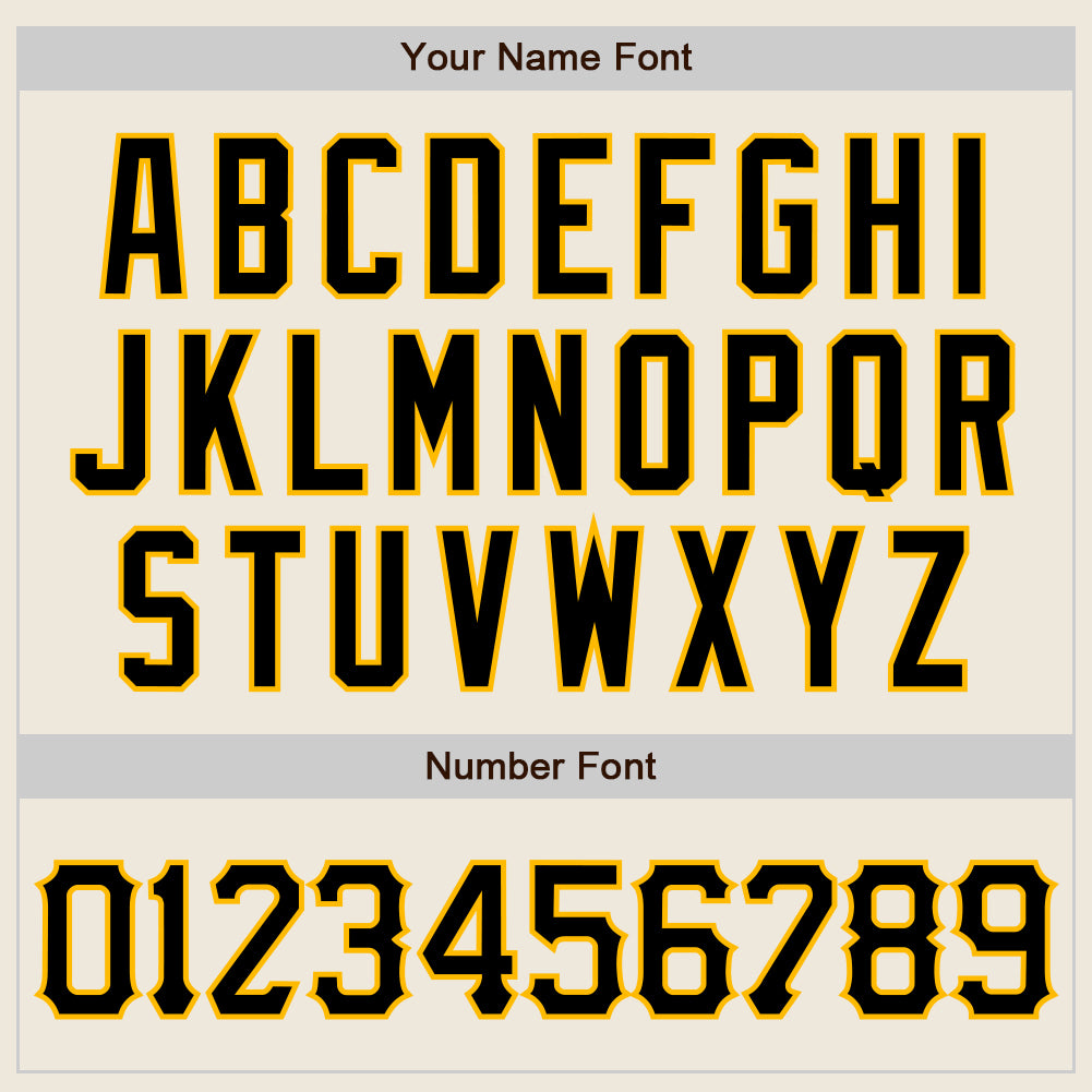 Personalized Cream (Black Gold Pinstripe) Black-Gold Authentic Baseball Jersey Team Custom Name and Number Custom Black Gold Pinstripe Baseball Jersey - Personalized Cream with Team Name and Number Personalized Cream (Black Gold - Image 5