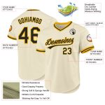 Personalized Black Gold Throwback Baseball Jersey - Custom Cream Jersey Personalized Cream Black-Gold Throwback Baseball