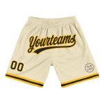 Personalized Black Gold Cream Throwback Basketball Shorts for Men Personalized Cream Black-Gold Throwback Basketball Shorts