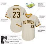 Personalized Black Gold Cream Throwback Baseball Jersey Shirt - Rib-Knit Design Personalized Cream Black-Gold Throwback Rib-Knit