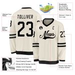 Custom Personalized Black Cream Hockey Jersey for Men and Women Personalized Cream Black Hockey Jersey