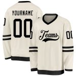 Custom Personalized Black Cream Hockey Jersey for Men and Women Personalized Cream Black Hockey Jersey