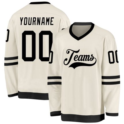 Custom Name and Number Black Cream Hockey Jersey Personalized Team Jersey Personalized Cream Black Hockey Jersey Team Custom
