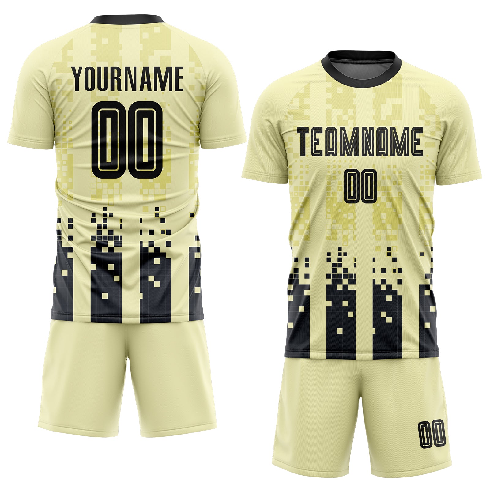 Custom Name Number Soccer Jersey - Personalized Cream Black Home Uniform for Team Sublimation Personalized Cream Black Home