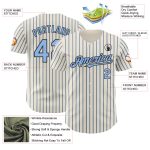 Personalized Custom Name and Number Baseball Jersey Light Blue Black Pinstripe Cream Authentic Team Wear Personalized Cream