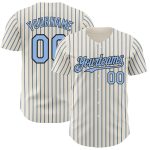 Personalized Light Blue-Black Baseball Jersey with Black Light Blue Pinstripe Design Personalized Cream (Black Light Blue