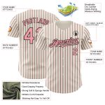 Custom Black Pink Pinstripe Baseball Jersey for Team - Personalized Medium Jersey with Name and Number Personalized Cream