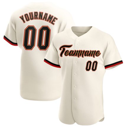 Custom Authentic Baseball Jersey with Personalized Name and Number - Cream, Black, Old Gold Team Design Personalized Cream