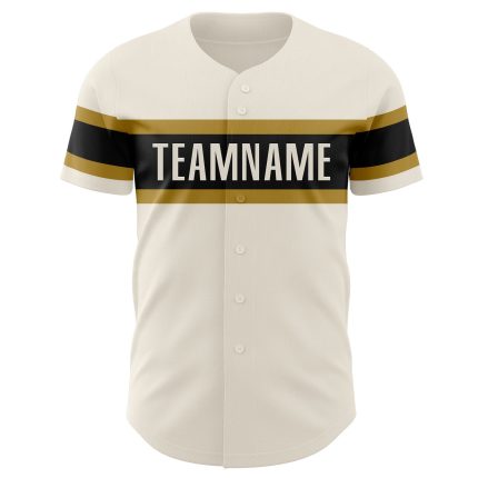 Personalized Black Cream Baseball Jersey with Old Gold Accents - Perfect Custom Sports Apparel Personalized Cream Black-Old