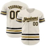 Custom Name and Number Authentic Black Cream and Old Gold Baseball Jersey - Personalized Team Jersey Personalized Cream Black-Old