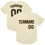 Personalized Authentic Throwback Baseball Jersey - Cream Black Old Gold Mesh Personalized Cream Black-Old Gold Mesh Authentic