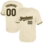 Custom Name and Number Personalized Authentic Throwback Baseball Jersey in Cream and Black-Old Gold Mesh Personalized Cream