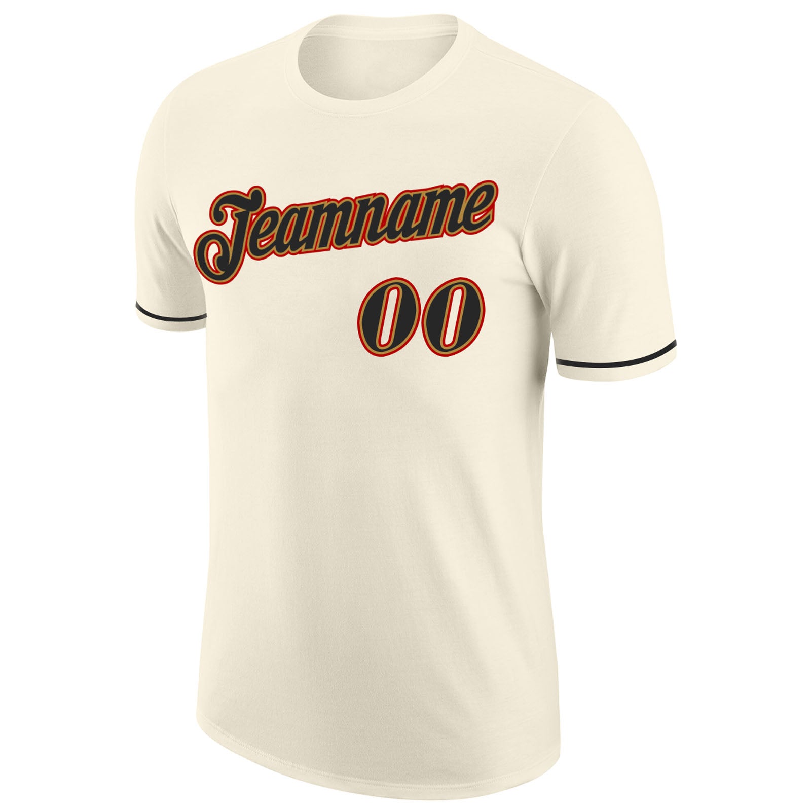 Personalized Cream Black-Old Gold Performance T-Shirt Personalized Performance T-Shirt in Cream Black and Old Gold - Customizable Tee Personalized Cream Black-Old Gold Performance - Image 5