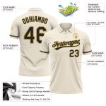 Personalized Black Gold Performance Vapor Golf Polo Shirt - Cream Color Personalized Cream Black-Old Gold Performance Vapor