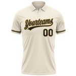 Personalized Black Gold Performance Vapor Golf Polo Shirt - Cream Color Personalized Cream Black-Old Gold Performance Vapor