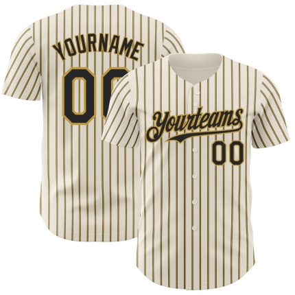 Custom Black Gold Pinstripe Baseball Jersey - Personalized Team Name & Number, Authentic 품 Personalized Cream (Black Old