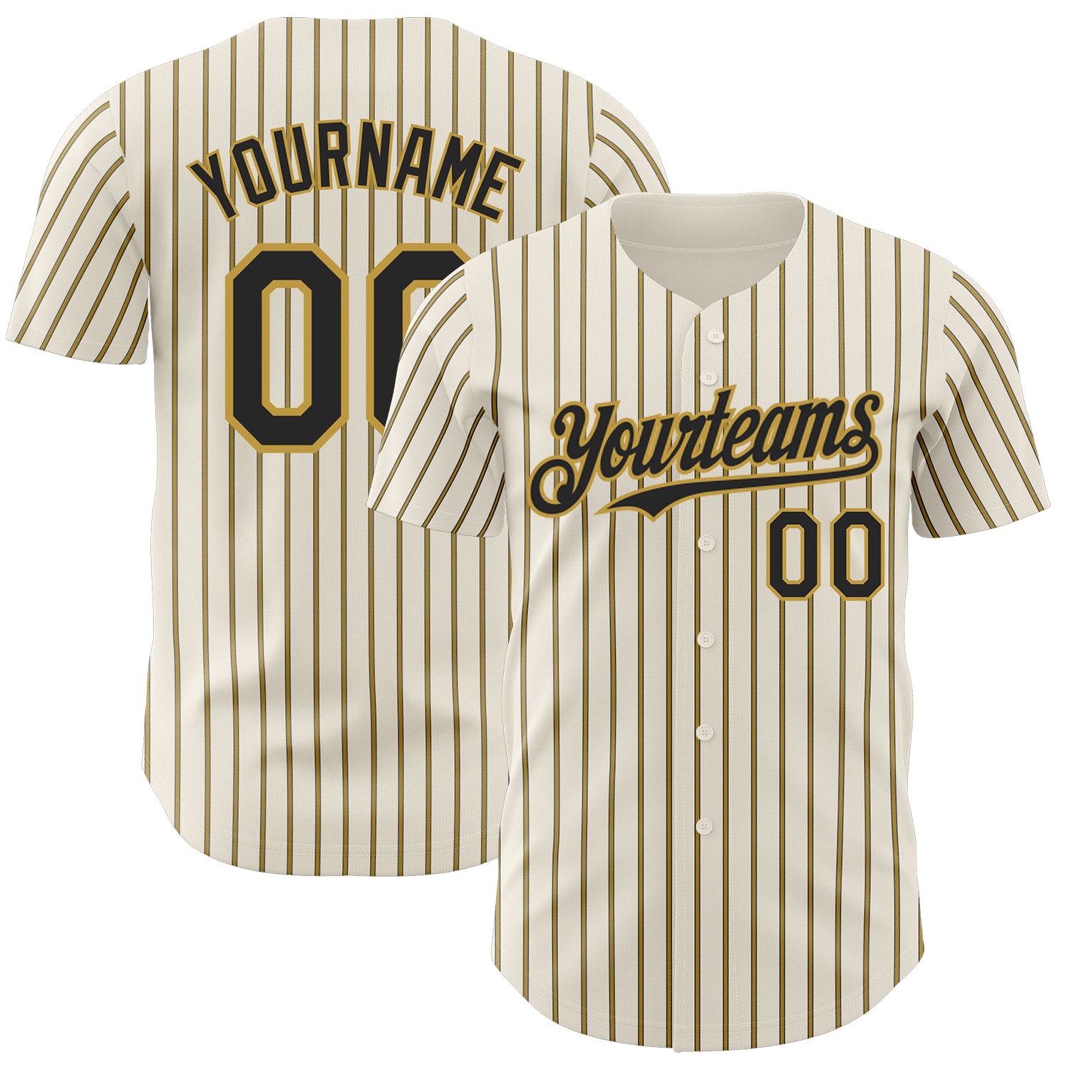 Custom Black Gold Pinstripe Baseball Jersey - Personalized Team Name & Number, Authentic í’ˆ Personalized Cream (Black Old