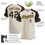 Personalized Black Cream Old Gold Baseball Jersey with Raglan Sleeves Personalized Cream Black-Old Gold Raglan Sleeves Baseball