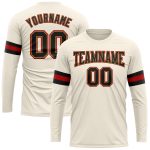 Custom Name & Number Performance T-Shirt - Personalized Long Sleeve in Cream, Black, Old Gold, and Red Personalized Cream