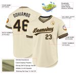 Personalized Throwback Baseball Jersey in Cream and Black with Old Gold Accents Personalized Cream Black-Old Gold Throwback